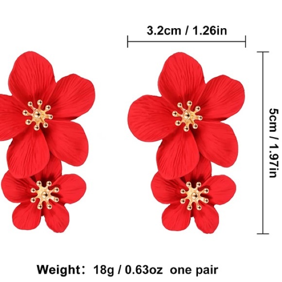 Boho Flower Stud Earrings - Picture 4 of 13